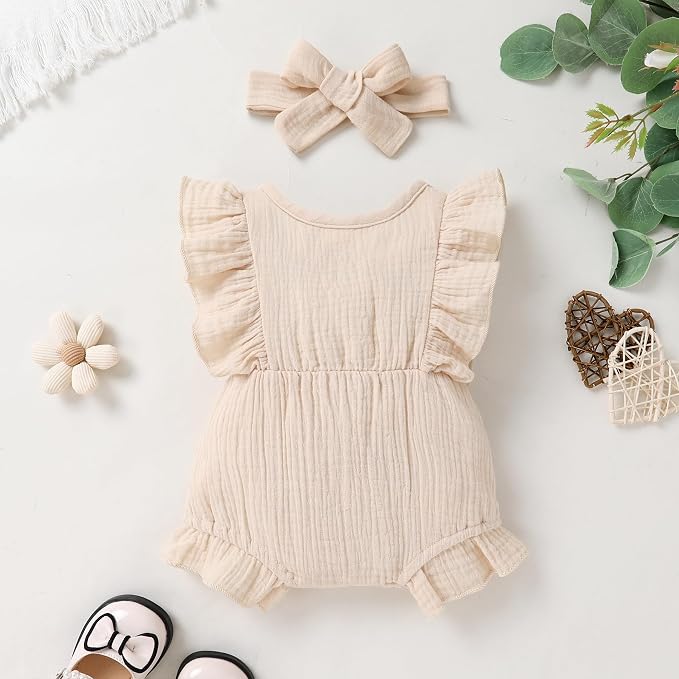 YOUNGER TREE Toddler Baby Girl Ruffled Sleeveless Romper Casual Summer Jumpsuit - Image 3