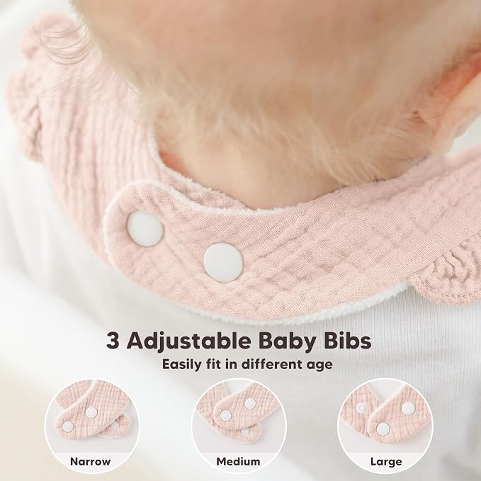 Bearmoss 6 Pack Baby Girl Bibs for Newborn, Muslin Bibs - Image 4