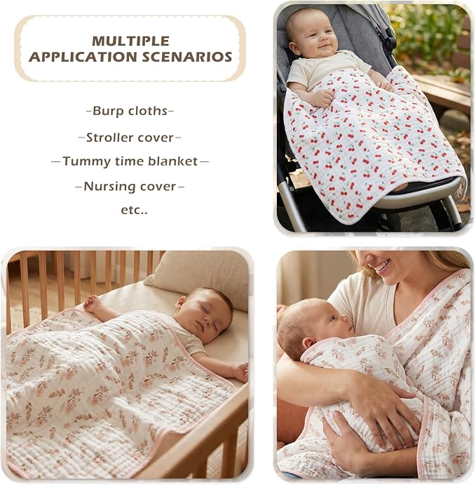 REPRECONF Muslin Baby Blanket 2 Pack, 6 Layer Cotton Swaddle Blanket 43x43 | - Image 3