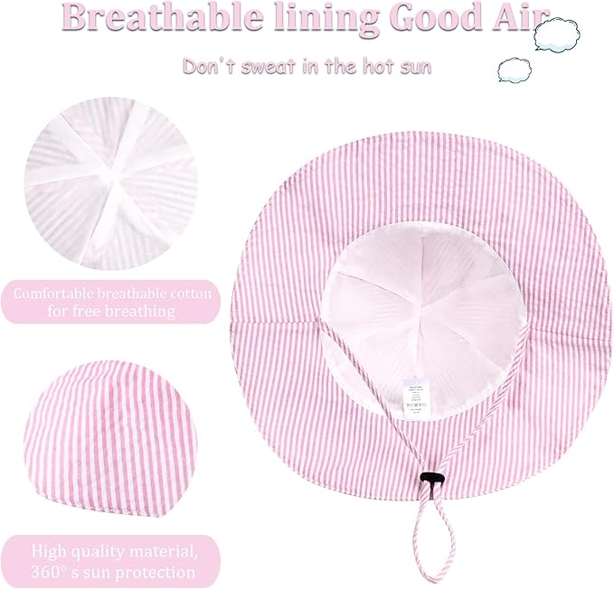 Baby Girl Sun Hat with UPF 50+ Outdoor Adjustable Beach Hat with Wide Brim Bucket Hats