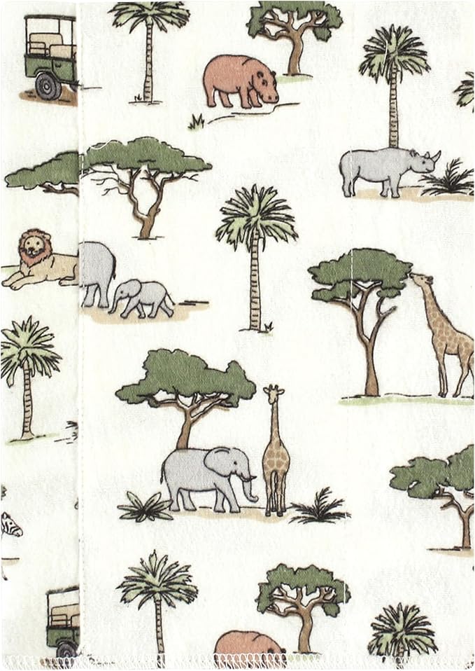 Luvable Friends Hudson Baby Flannel Burp Cloths 7pk, Jungle Safari - Image 2