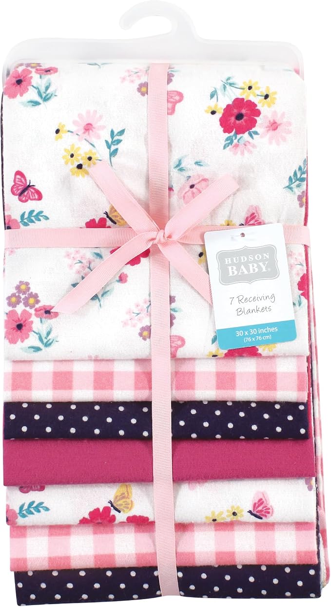 Little Treasure Hudson Baby Cotton Poly Flannel Receiving Blankets Multipack - Image 2