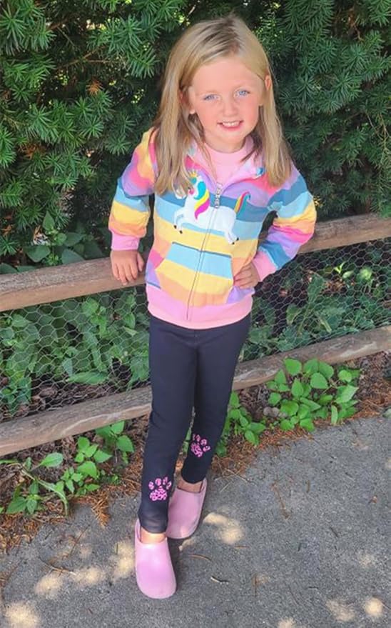 Baby Girl Zip-up Jacket Rainbow Unicorn Cotton Hoodie Sweatshirt Toddler Fall - Image 3