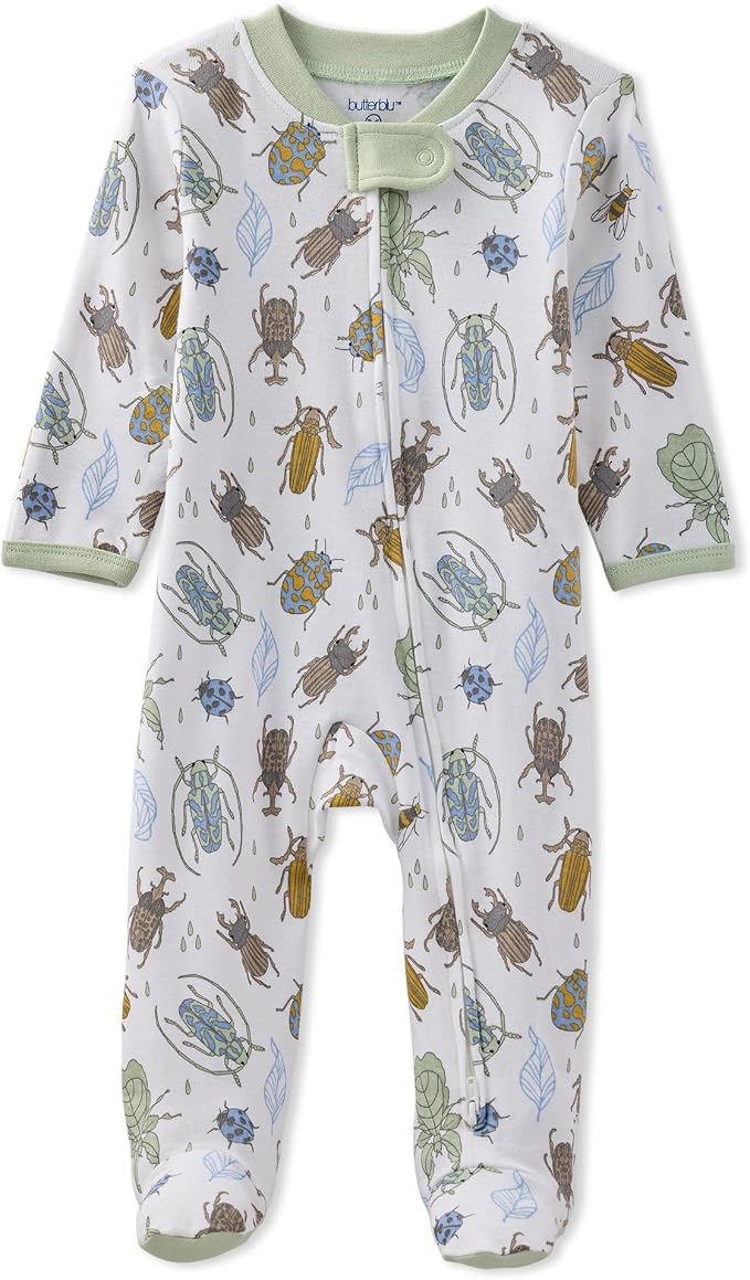 Butterblu Scout Sleep & Play 100% Organic Cotton Footed Zip Front PJs | GOTS by Butterblu