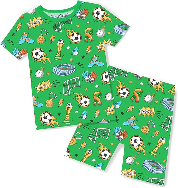 babee Reshinee Bamboo Viscose Toddler Boys Pajamas Set, Short Sleeve Kids by babeeReshinee