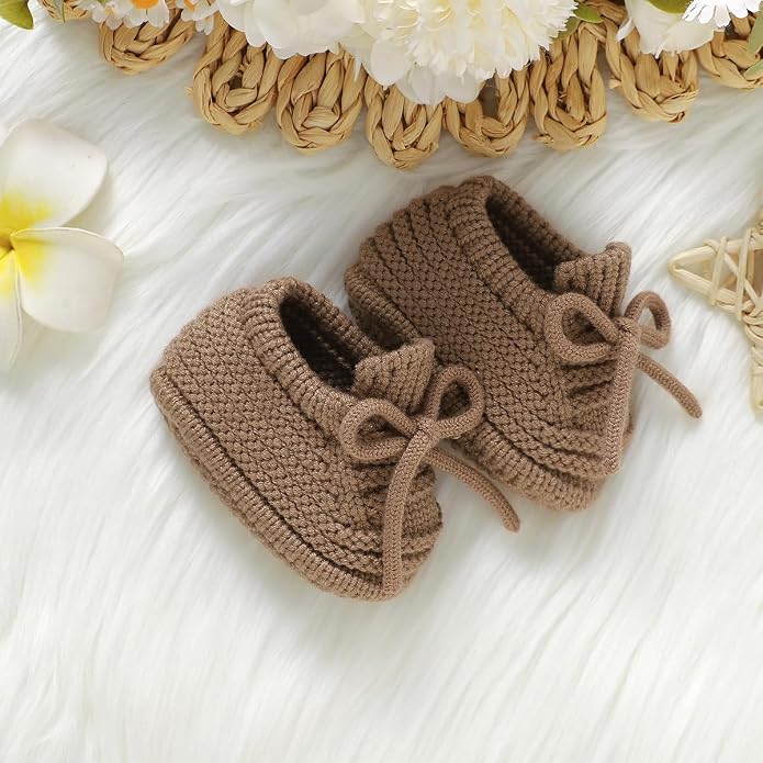 Neiwech Baby Booties Newborn Cozy Soft Warm Knitted Crib Shoes - Image 5