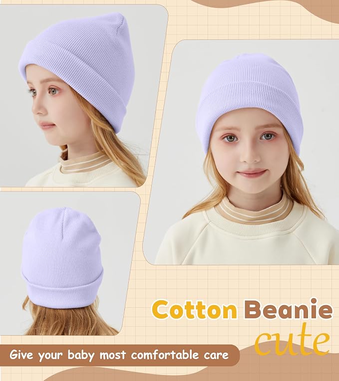 100% Cotton Baby Beanie Toddler Boys Girls Kids Winter Hat Knit Winter Warm Cap - Image 3