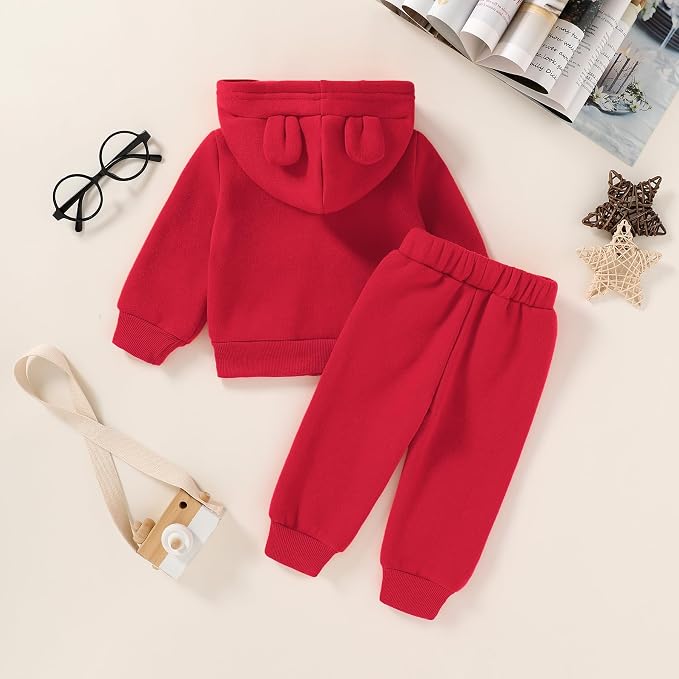 Happy Town Baby Clothes for Girls Boys Clothes Solid Color Zipper Hoodie and - Image 2