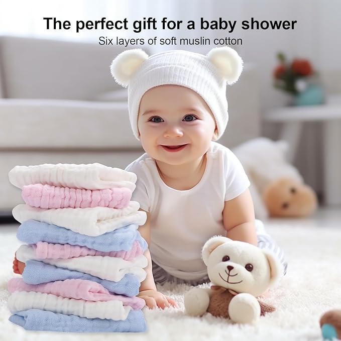 10 Pack Muslin Burp Cloths - Image 4