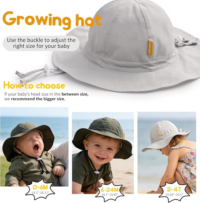 Baby Girl Sun Hat with UPF 50+ Outdoor Adjustable Toddler Beach Hat with Wide - Image 6