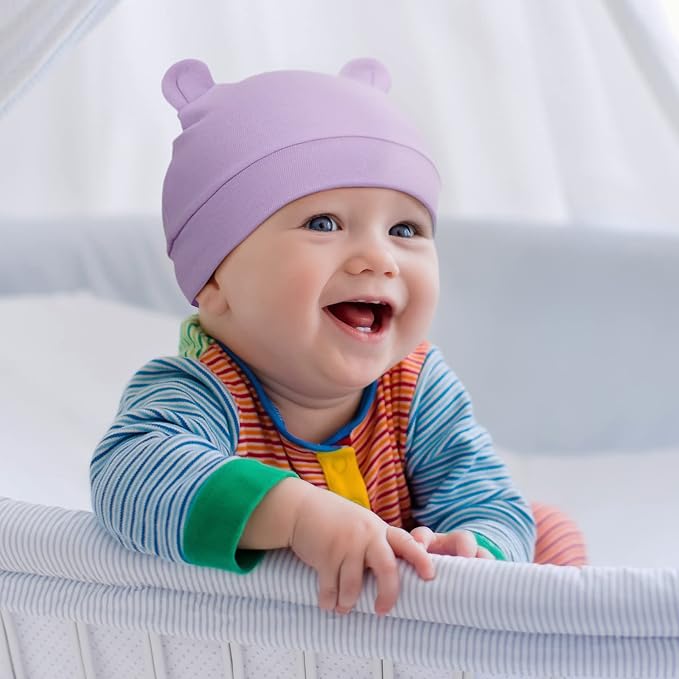 Geyoga 9 Pieces Newborn Baby Hat Bear Ears Infant Caps Baby Boy Girl Toddler - Image 4