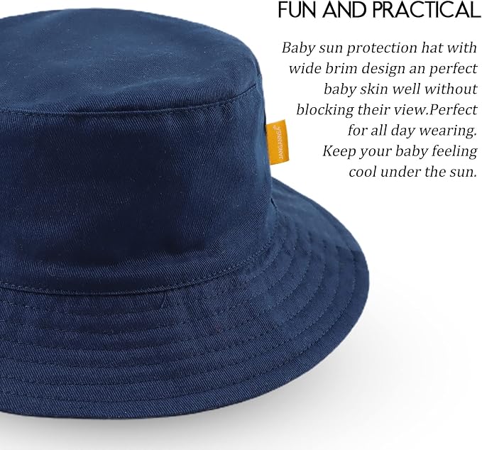 JANGANNSA Cotton Baby Sun Hat Infant Toddler Boys Girls Bucket Hats Summer Sun - Image 3