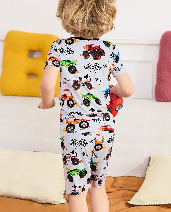 babee Reshinee Bamboo Viscose Toddler Boys Pajamas Set, Short Sleeve Kids - Image 3