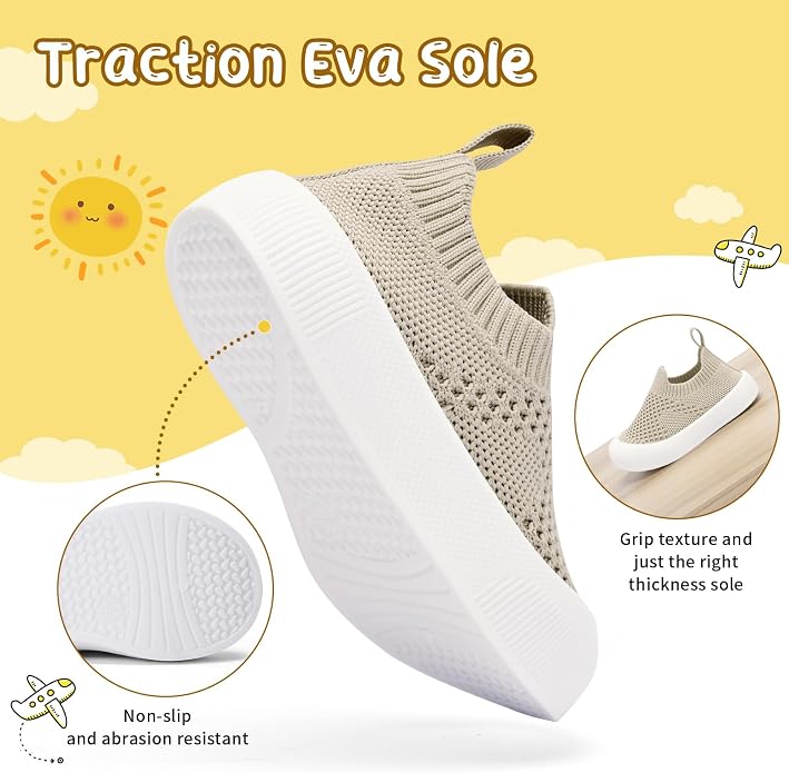 BACSAC Baby Toddler Unisex Infant Shoes Boys Girls Beige Mesh Breathable - Image 2