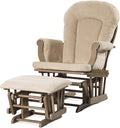 Child Craft Cozy Glider Rocker and Ottoman Set, Padded Cushion with Convenient Storage Pockets, Solid Wood Base & Frame (Dusty Heather with Beige Cushion)