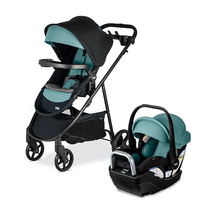 Britax Willow Brook S+ Baby Travel System, Infant Car Seat and Stroller Combo with Alpine Base, ClickTight Technology, SafeWash Insert and Cover, Jade Onyx