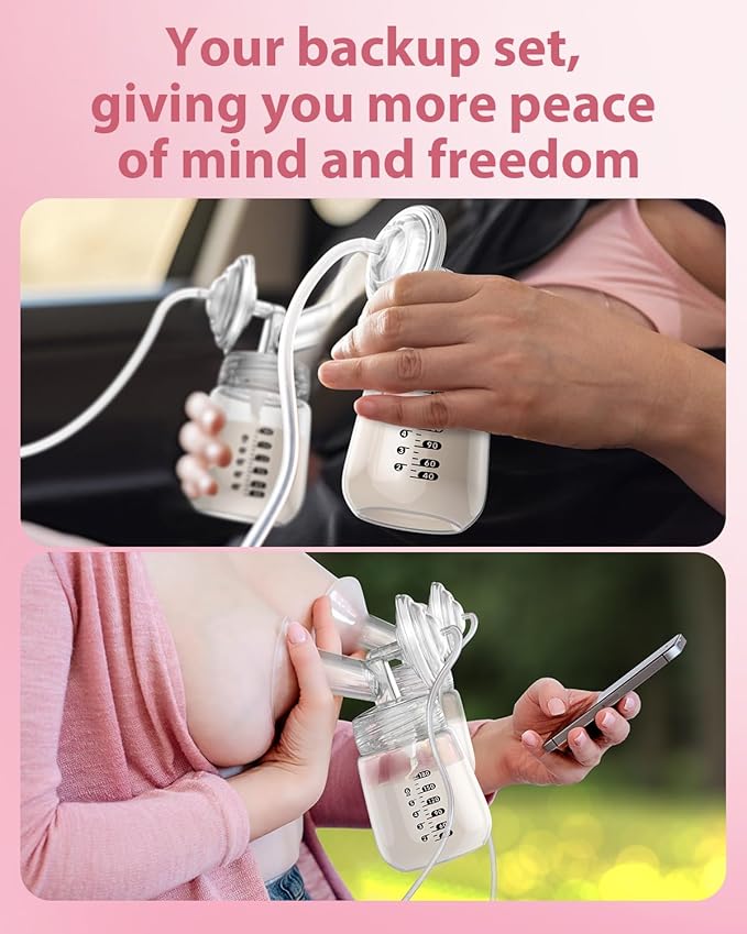 Breast Pump Parts Compatible with Spectra S1/S2/9 Plus, Not Original Accessories, Full Set Replacements Include 14mm Flanges, Valves, Backflow Protectors (Duckbills Included), Tubings and Bottles