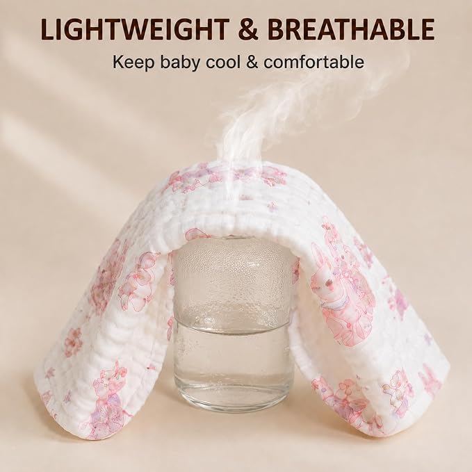 Baby Burp Cloths 5 Pack, 100% Cotton Muslin Burp Cloths - Image 4