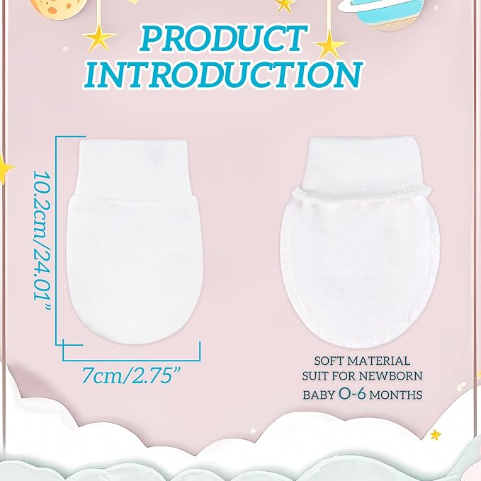No Scratch Baby Mittens, Newborn Infant Toddler Mittens | Soft Elastic Wrist - Image 2