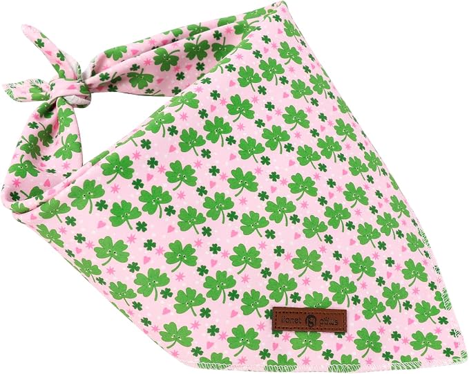 Lionet Paws St. Patrick's Day Dog Bandana Washable Cotton Pink Handkerchief - Image 2