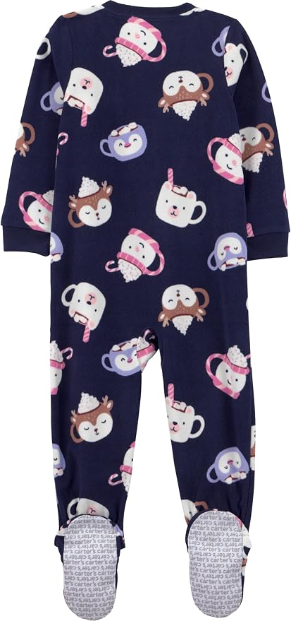 Simple Joys by Carter's Girls Loose-Fit Flame Resistant Fleece Footed Pajamas - Image 2