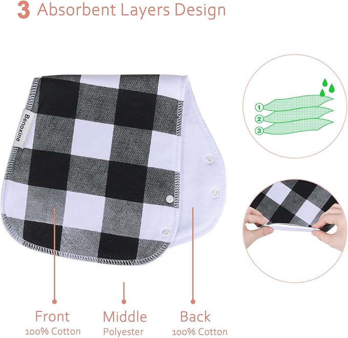 Baby Burp Cloths & Baby Bibs 2-in-1 Design Large Size 3 Layers Thicken Cotton - Image 3