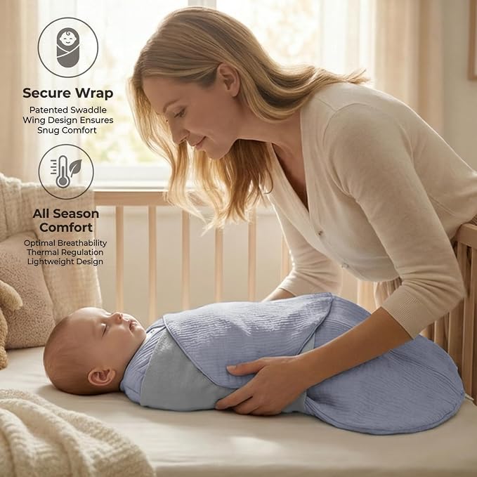 BSTOPPT Newborn Sleep Sack Baby Swaddle, 100% Muslin Cotton 3-Way Adjustable - Image 2