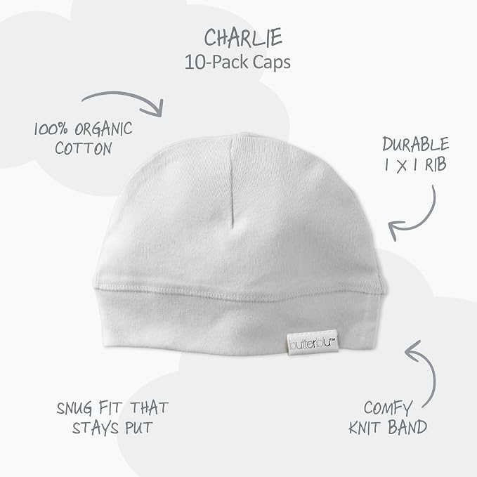 Butterblu Charlie 10-Pack Caps 100% Organic Cotton Beanie Hats | GOTS certified - Image 3