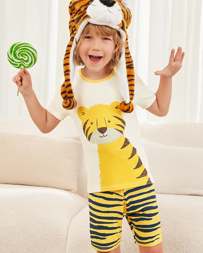 babee Reshinee Bamboo Viscose Toddler Boys Pajamas Set, Short Sleeve Kids - Image 4