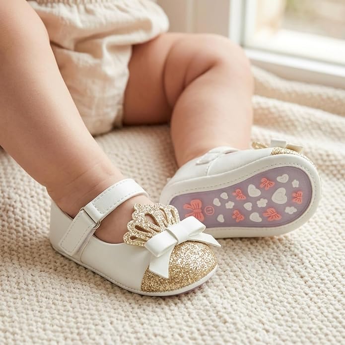 Meckior Infant Baby Girls Soft Sole Bowknot Princess Wedding Dress Mary Jane - Image 2