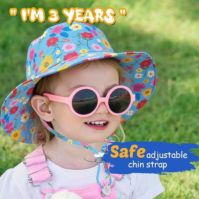 Baby Sun Hat Kids Summer Sun Protection Toddler Bucket Hat Wide Brim Adjustable - Image 5