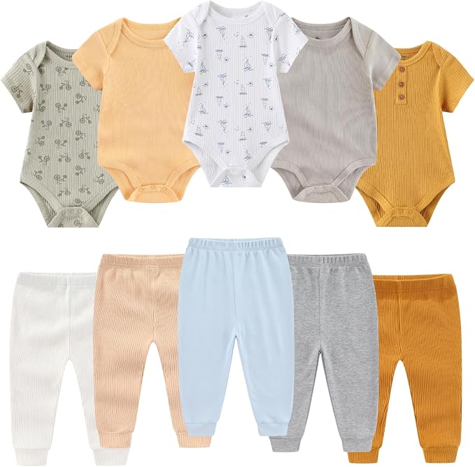 BIGBIGKISS Baby Bodysuit and Pant Set 10Pcs Baby Boy Girl Clothes Outfits | by BIGBIGKISS
