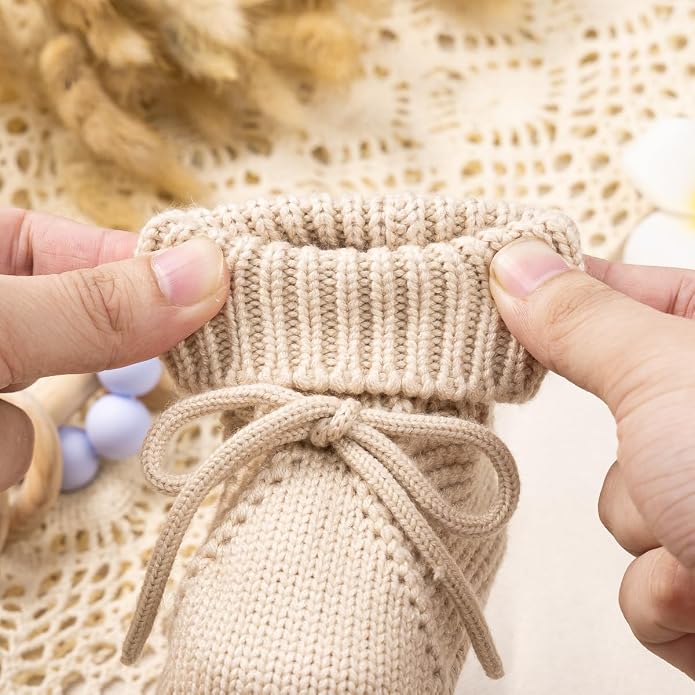 Meckior Baby Booties Newborn First Walkers Cozy Shoes Warm Hand Crochet Knit - Image 6
