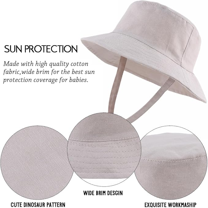 JANGANNSA Dinosaur Baby Boys Sun Hat Cotton Toddler Girls Bucket Hats Summer - Image 4