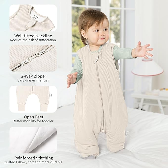 Rayon Made from Bamboo Toddler Sleep Sack with Feet 24-36 Months 1.0 Tog Breathable Sleep Sack 2t-3t Ultra Soft Baby Wearable Blanket with Legs Unisex Sleeping Bag with 2-Way Zipper