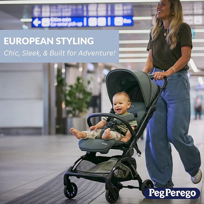 Peg Perego Volo, Ultra Lightweight Carry On Compliant Travel Stroller, Adjustable Features & Reclining Seat - Designed for Everyday Comfort from Newborn to 50lbs, Malva (Dusty Rose)
