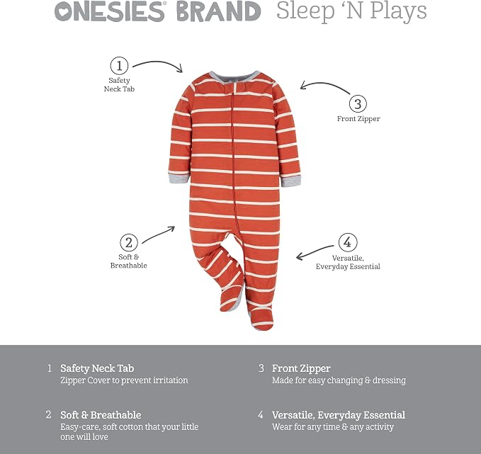Onesies Brand Baby Boys' 4-pack Sleep 'N Play Footies - Image 6