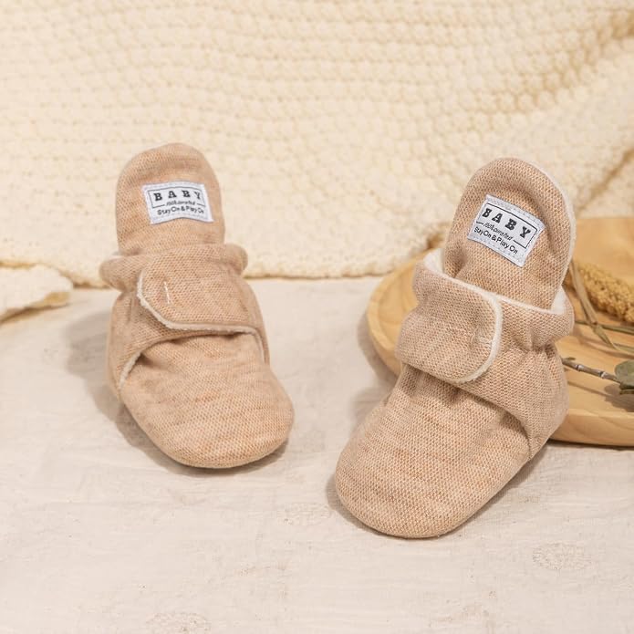 Babelvit Newborn Baby Boy Girl Soft Fleece Booties Stay On Infant Slippers - Image 3