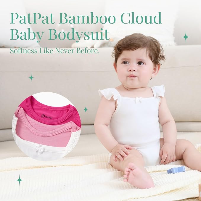 PATPAT Baby Girl Bamboo Viscose Bodysuits Set - Image 2