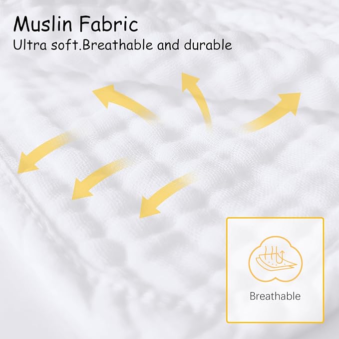 Lovely Care 12 Pack Muslin Burp Cloths 100% Cotton Muslin Cloths Large - Image 7