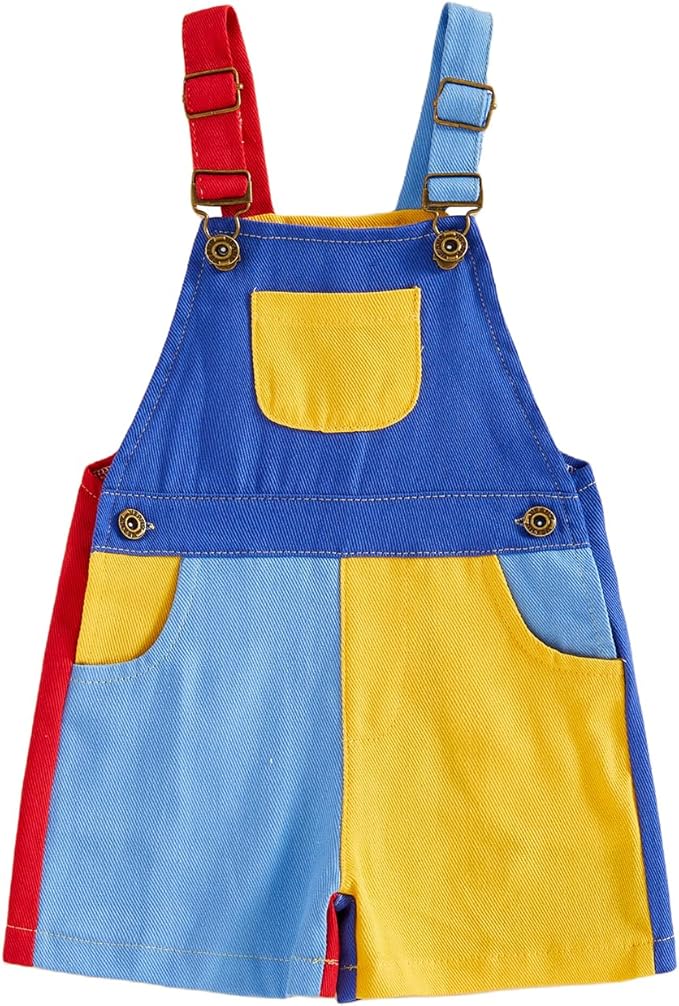Fernvia Toddler Kids Baby Girl Boy Contrast Color Overalls Shorts Clothes by Fernvia