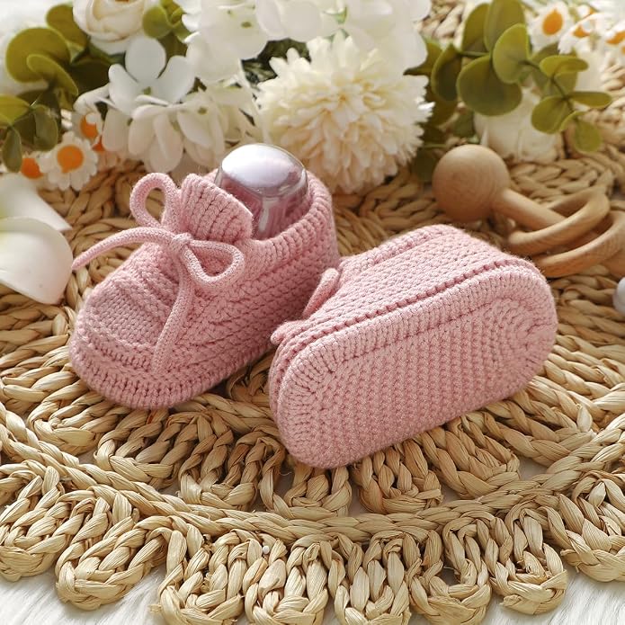 Neiwech Baby Booties Newborn Cozy Soft Warm Knitted Crib Shoes - Image 4