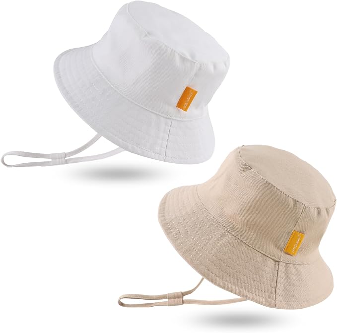 JANGANNSA Cotton Baby Sun Hat Infant Toddler Boys Girls Bucket Hats Summer Sun by JANGANNSA