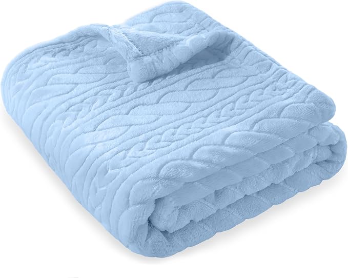 BORITAR 3D Fleece Baby Blanket for Boys 30 x 40 Inch Baby Blue | Soft Fluffy by BORITAR