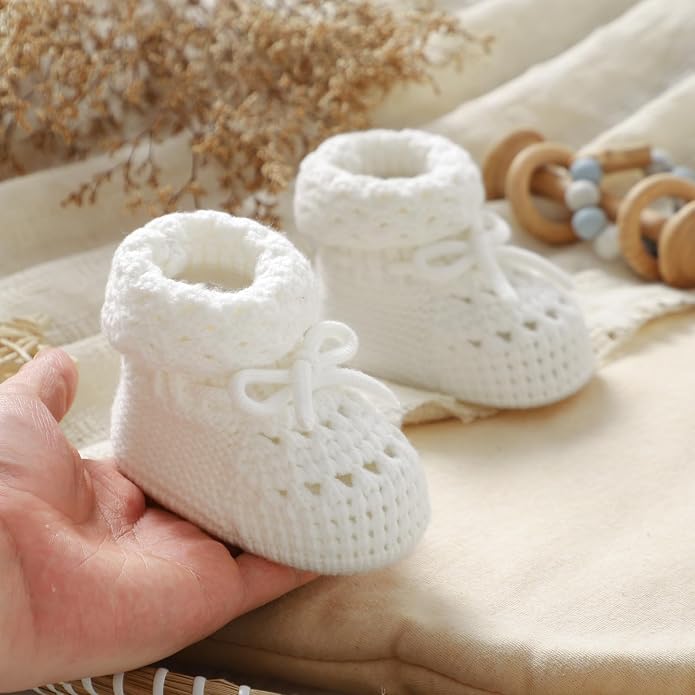Baby Booties 100% Cotton Knitted Newborn First Cozy Warm Crib Shoes - Image 5
