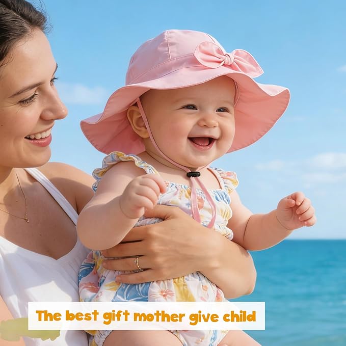 Baby Girl Sun Hat with UPF 50+ Outdoor Adjustable Beach Hat with Wide Brim - Image 2
