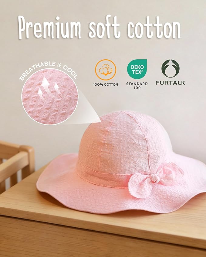 FURTALK 3 Pack Baby Sun Hat Toddler Beach Hat Girls UPF 50+ Wide Brim Infant - Image 4