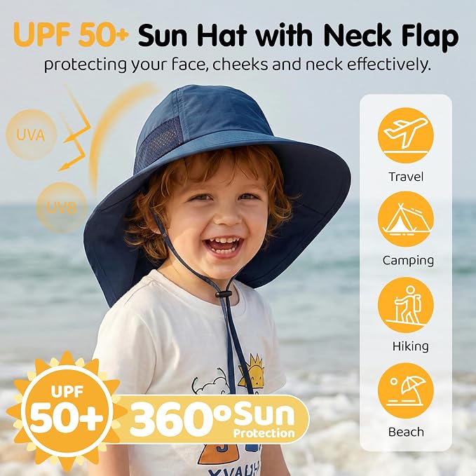 Baby Sun Hat with Neck Flap UPF 50+ - Image 2