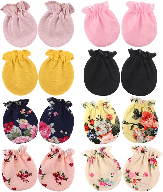 BQUBO Newborn Infant Toddler Mittens No Scratch Cotton Elastic Wrist Gloves by DRESHOW