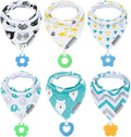 Baby Bandana Drool Bibs 6-Pack and Teething Toys 6-Pack Made with 100% Organic Cotton, Absorbent and Soft Unisex